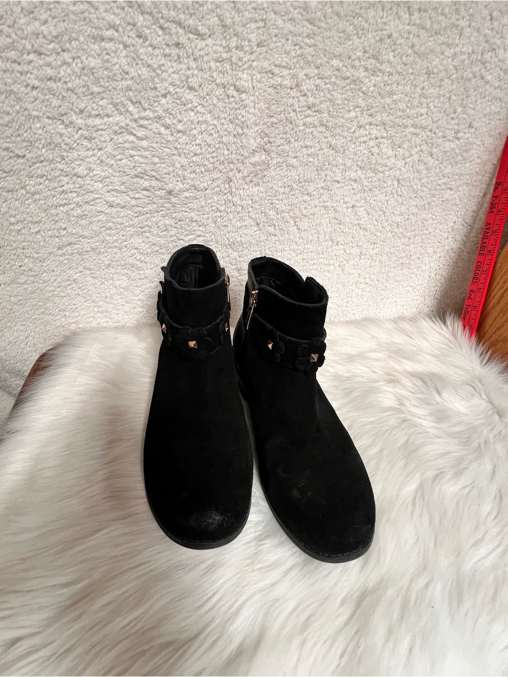 Michael Kors Black Logo Ankle Booties with Gold MK Buttons - Picture 5 of 8